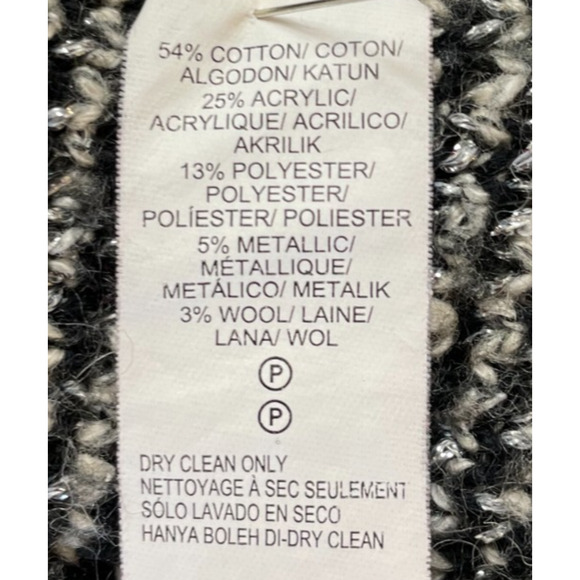 Lucky Brand Aztec Jacquard Sweater Coat S Metallic Black Gray 7W51305 - Picture 6 of 9